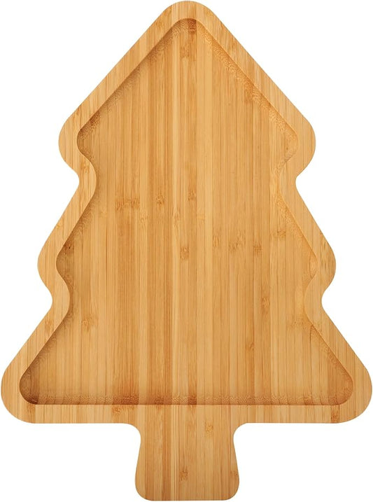 Christmas Serving Tray, Bamboo Christmas Tree Serving Platters Charcuterie Board, Christmas Serving Dishes, Table Decorations Supplies for Christmas Party