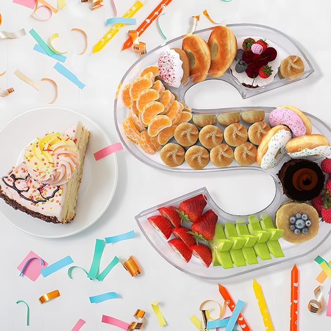 13.8" Extra Large Acrylic Letter Charcuterie Board Box, Reusable Fillable Letter Cake Candy Dish Display Serving Tray for Birthday Anniversary Party Decoration (S)