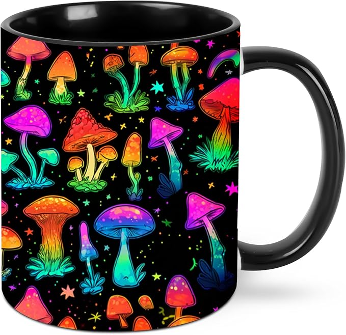 Yrebyou Mushroom Coffee Mug Funny Tea Cup Ceramic Mugs 11OZ with Handle Gifts for Women Men Home Office Decor