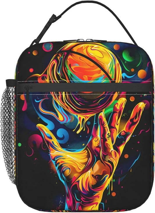 Basketball Lunch Box for Women Men, Insulated Lunch Box, Reusable Lunch Bag for Office, Work, Picnic, Travel