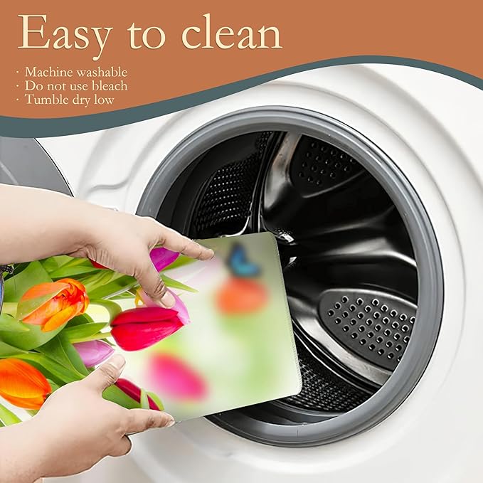 Tulips Flowers Dish Drying Mat for Kitchen Counter Decor,Beautiful Butterfly Dish Drying Rack Pad Absorbent Reversible Microfiber for Coffee Tableware Sink Countertop 18x24 Inch