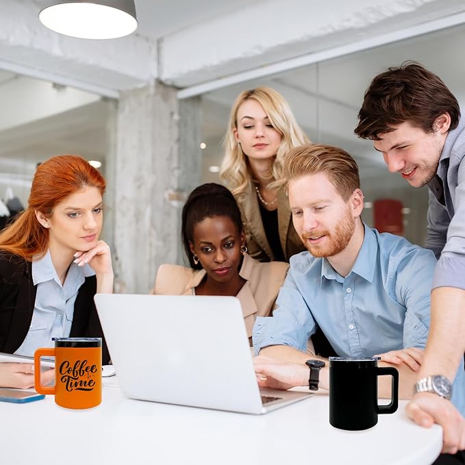 10 oz Tumbler with Handle and Straw Stainless Steel Insulated Coffee Mug for Laser Graving Powder Coated Cup with Black Plated(Mix,6 pack A)