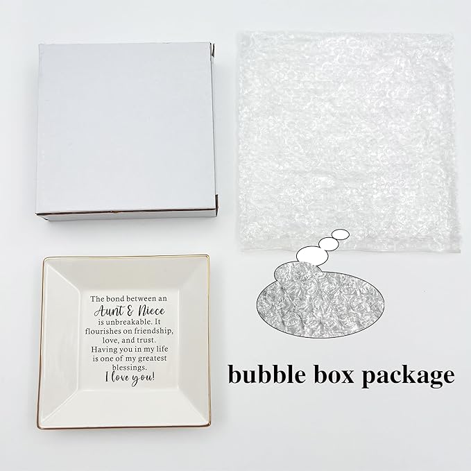 Aunt Gifts from Niece Ceramic Jewelry Ring Dish Gifts for Aunt & Niece Birthday Mother’s Day Christmas Valentines Thanksgiving Wedding Day Present