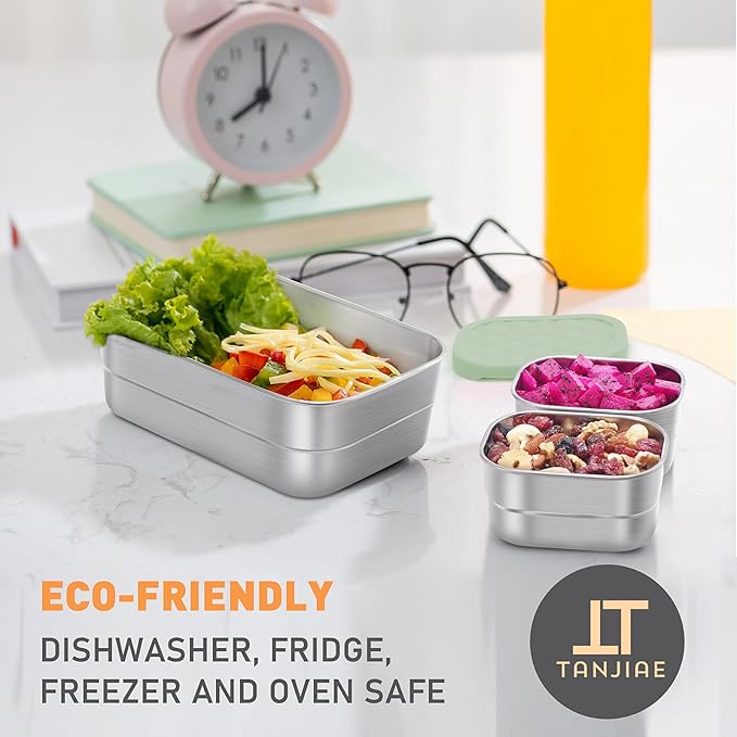 Stainless Steel Snack Containers for Kids | Easy Open Leak Proof Small Food Containers with Silicone Lids - Perfect Metal Toddler Lunch Box for Daycare and School (8oz)