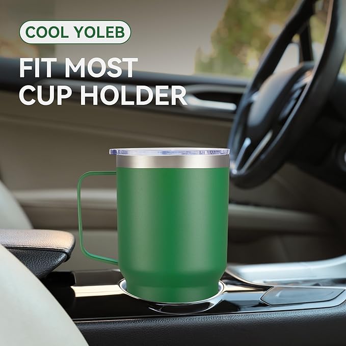 30 oz Tumbler with Handle and Lid, Stainless Steel Tumblers Bulk Double Wall Vacuum Insulated Travel Mug Leak Proof Cup Keep Drinks Cold and Hot Dark Green, 4 Pack