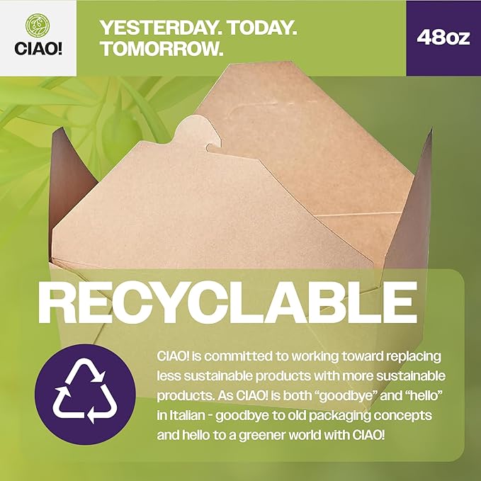 CIAO! Kraft Take Out Microwavable Food Containers, 48 oz No.8 (300/case)