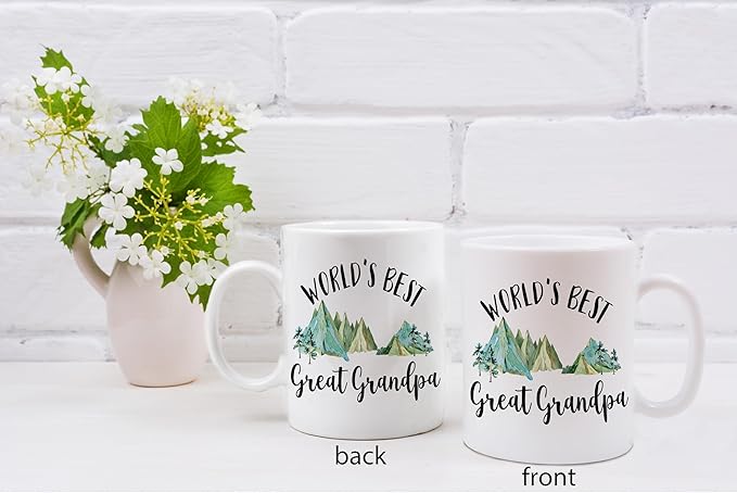 QASHWEY Great Grandpa Mug, Great Grandpa Gifts Coffee Mug - GreatGrandfather Gifts Mugs, Fathers Day Christmas Mugs Tea Cup Gifts for GreatGrandpa, World’s Best GreatGrandpa Coffee Cups Ceramic 11oz