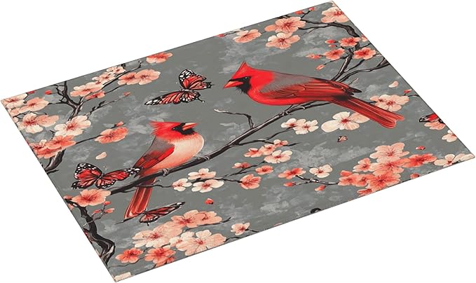 Cardinal Birds Dish Drying Mat for Kitchen Counter Microfiber Super Absorbent Non-Slip Dish Drying Pad for Countertops Dishes Utensils Stylish Quick-Dry Machine Washable 18x24 Inch