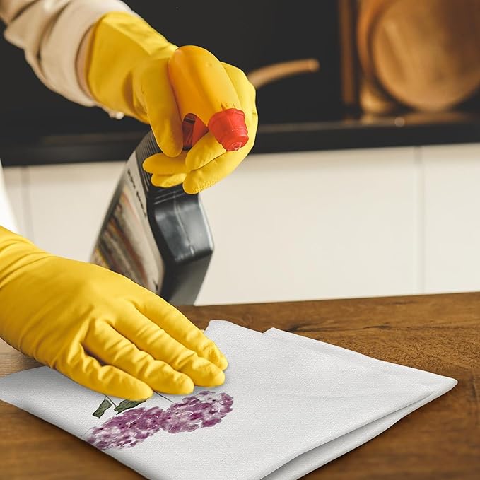 Purple Hydrangea Flowers Floral Kitchen Towels Set of 2, Hydrangea Decorative Hand Towels for Bathroom, Purple Hydrangea Decor Dish Towels for Kitchen, Purple Towels, Hydrangea Gifts, 16x24 in