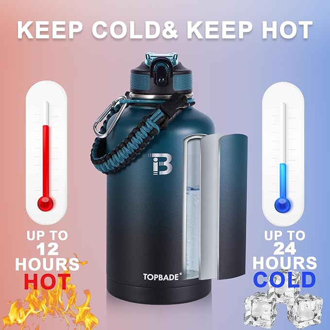 32oz Insulated Water Bottle with Straw Lid & Spout Lid & Paracord Handle, Stainless Steel Water Bottle Wide Mouth, Double Wall for Women Men Gym Fitness Outdoor