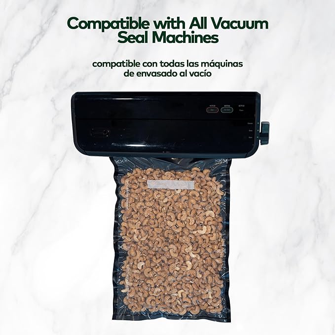 Vacuum Seal Rolls 11" x 25' 2 Pack (50 Feet Total) (Black and Clear) 5.5 Mil - BPA Free Commerical Grade Food Saver for Storage, Sous Vide, and Meal Prep Sealer Bag