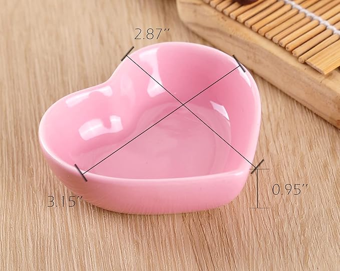 WHJY Pink Love Heart Shaped Ceramic Bowl Set of 6, Contemporary Porcelain Side Dishes, Seasoning & Soy Dipping Sauce Bowls for Wedding & Birthday Party