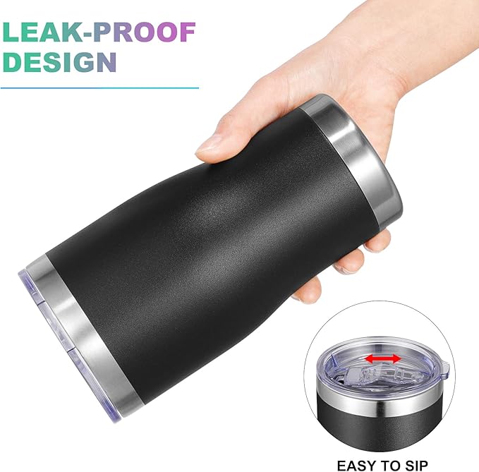 VEGOND 20oz Tumbler Stainless Steel Tumbler Cup with Lid And Straw Vacuum Insulated Double Wall Travel Coffee Mug(Black 12 Pack)