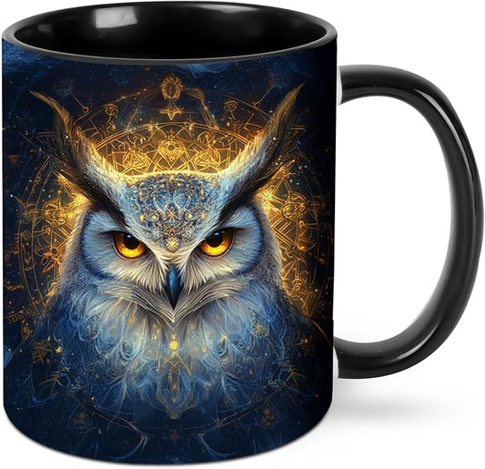 Yrebyou Owl Coffee Mug Funny Tea Cup Ceramic Mugs 11OZ with Handle Gifts for Women Men Home Office Decor