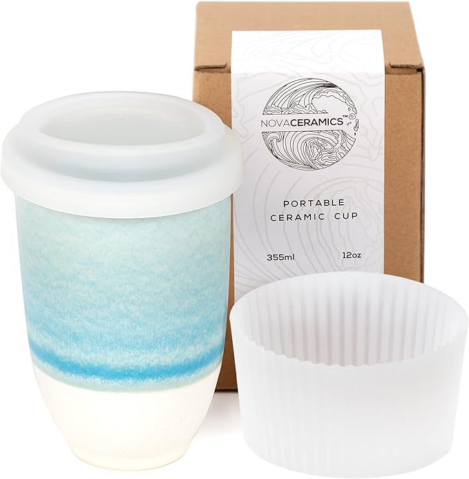 Travel Mug - Portable Coffee To Go Mug Microwave & Dishwasher Safe Coffee Cups Reusable - Gifts For Women Men Him Her 12oz - Lagoon