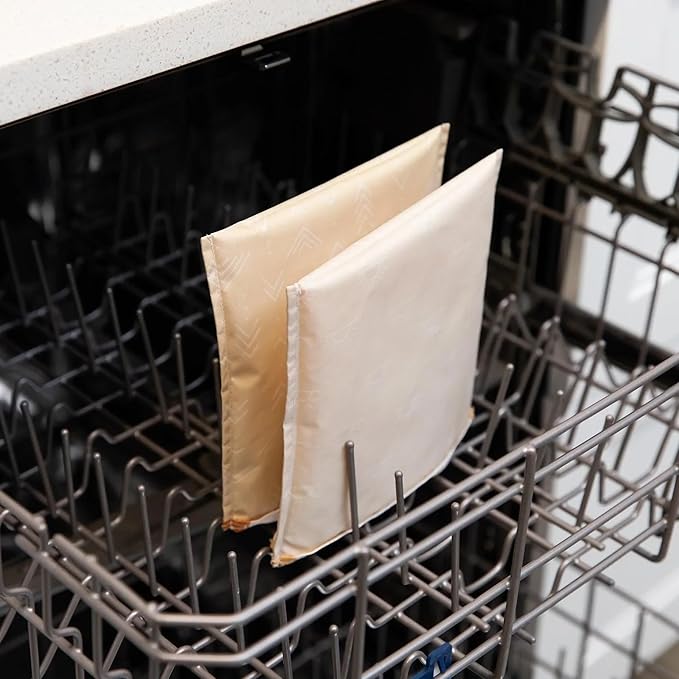 Bumkins Reusable Sandwich and Snack Bags, for Kids School Lunch and for Adults Portion, Washable Fabric, Waterproof Cloth Zip Bag, Travel Pouch, Food-Safe Storage, Large 2-pk Desert Boho