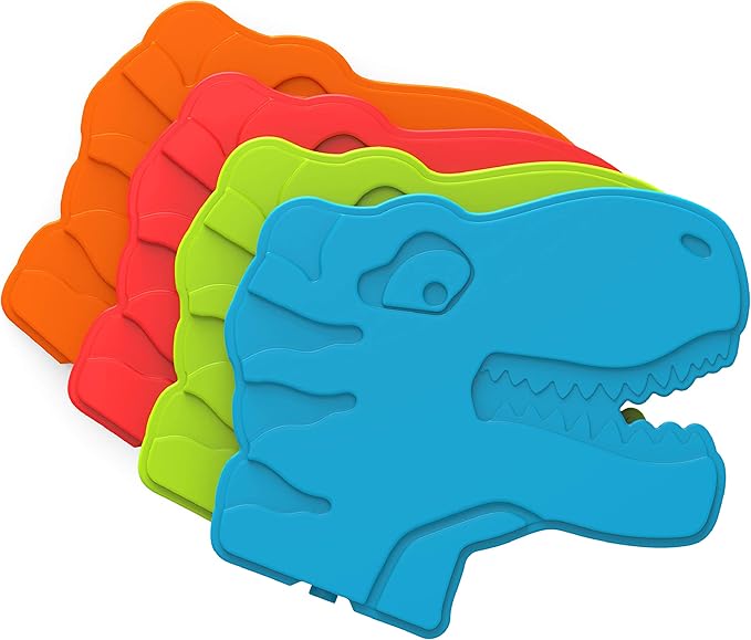 Bentgo Buddies Reusable Slim Ice Packs for Lunch Boxes, Lunch Bags, and Coolers - Multicolored 4-Pack (Dinosaur)