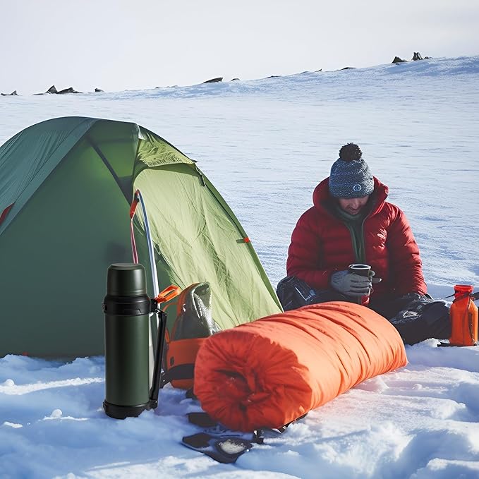 88oz Large Coffee Thermo for Travel, 2500ml Insulated Stainless Steel Water Bottle with Cup and Handle, Water Jug for 24hr Hot and Cold drinks, Vacuum Flask for Camping, Fishing & Working, Olive