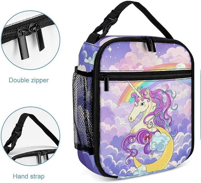 Unicorn Lunch Box 10 Inch Reusable Insulated Unicorn Lunch Bag