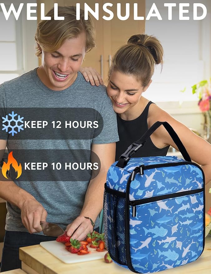 Shark Lunch Box 10 Inch Reusable Insulated Shark Lunch Bag