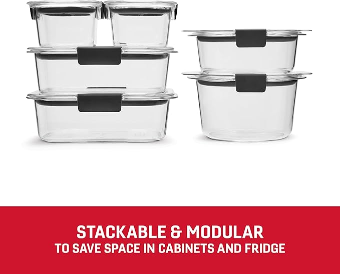 Rubbermaid Brilliance® Round and Rectangular Leak Proof Food Storage Containers, 12 Piece Set