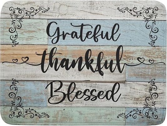 Rustic Wood Dish Drying Mat 18x24 Inch Grateful Thankful Blessed Kitchen Drainer Mats Absorbent Microfiber Rack Holder Countertop Pad