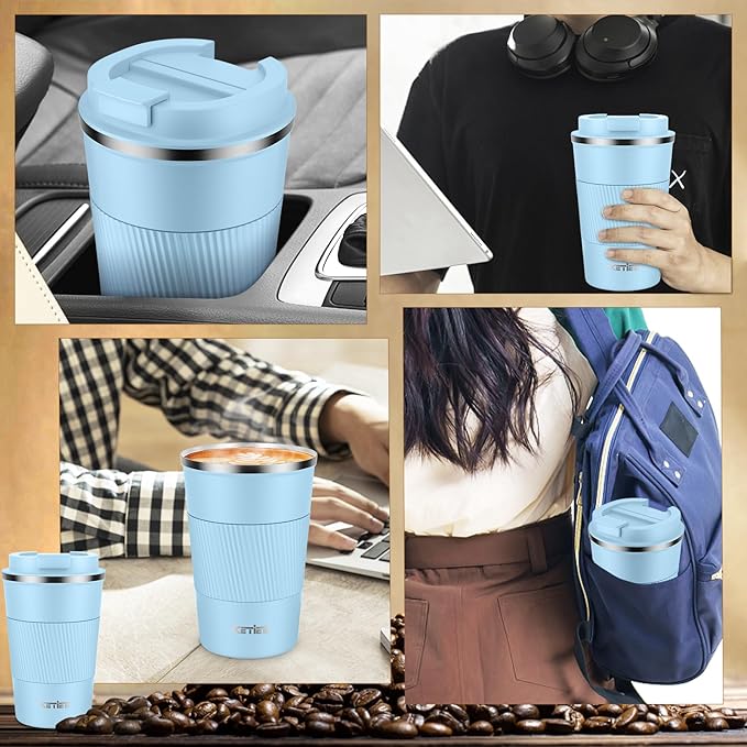 KETIEE Travel Mug 12oz, Insulated Coffee Mug with Leakproof Lid, Travel Coffee Mug Vacuum Stainless Steel Double Walled Reusable Coffee Cup for Hot and Iced Coffee Tea Water