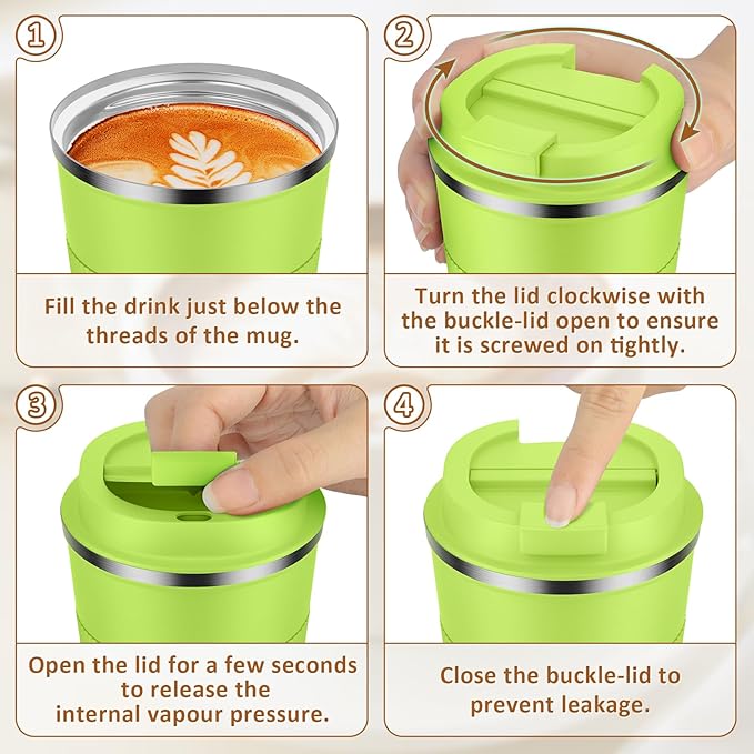 KETIEE Travel Mug 12oz, Insulated Coffee Mug with Leakproof Lid, Travel Coffee Mug Vacuum Stainless Steel Double Walled Reusable Coffee Cup for Hot and Iced Coffee Tea Water