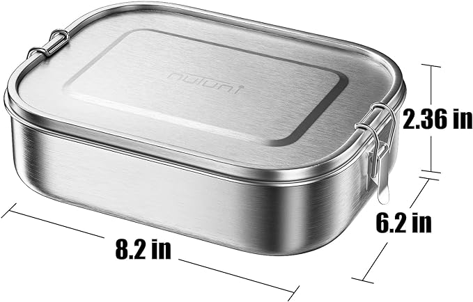 47oz/1400ML Stainless Steel Lunch Box, 5 Compartments Bentobox for Kids or Adults, Metal Bento Box with Lockable Clips, Leakproof Food Storage Container for Work Lunch