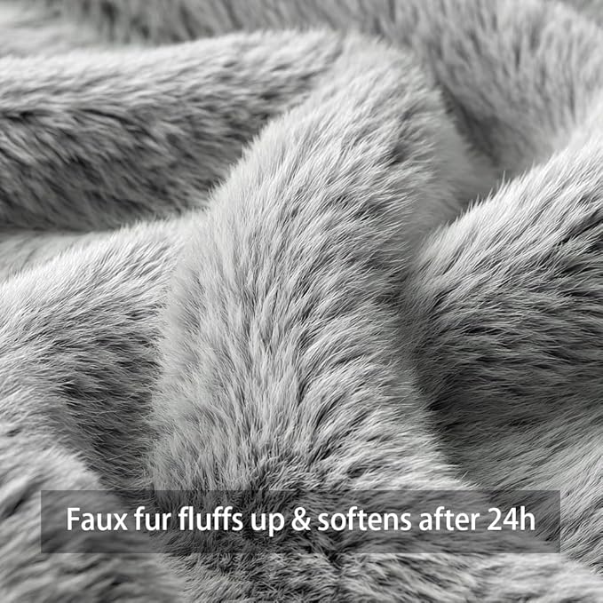 4TH Emotion Fall Pumpkins Decorative Pillow Covers 18x18 Set of 2, Gray Soft Plush Faux Fur Wool Farmhouse Throw Cushion Cases for Autumn Thanksgiving Holiday Home Decorations