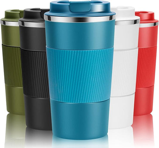 17oz Travel Coffee Cups Insulated Mug Thermal Tumbler to Go with Lid Leak Proof Reusable Stainless Steel Coffee Mug Spill Proof for Hot and Iced Cold Drinks (Blue, 510ml)