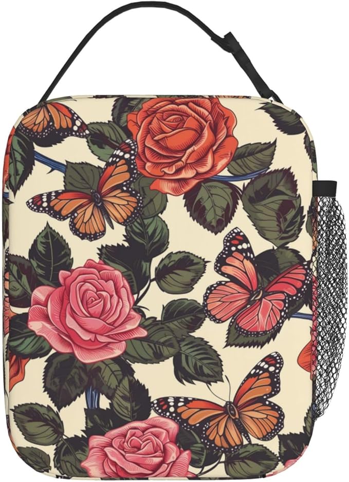 Butterfly Insulated Lunch Box for Women Men Butterfly Lunch Bag for Work,Picnic,Travel,Hiking,Beach Polyester
