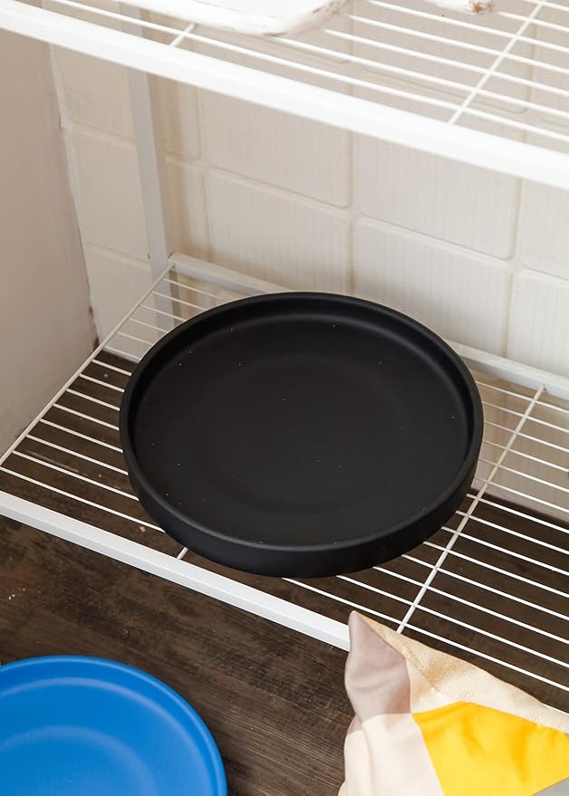 Ceramic Saucer 9 inch Round Saucer for Succulent Planter | Planter Tray (Black Matte, 9 inch)