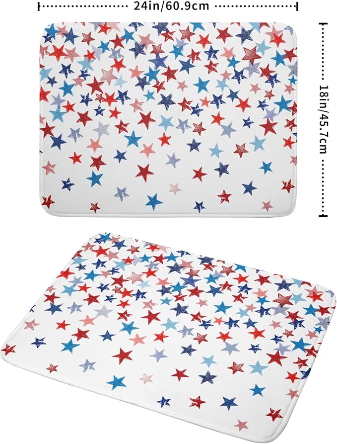 4th of July Dish Drying Mat for Kitchen Counter Patriotic Holiday Microfiber Absorbent Dish Draining Reusable Washable Foldable Extra Large 18"x24"