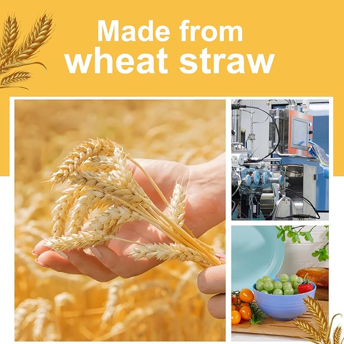 Rubtlamp Wheat Straw Plates and Bowls sets, Reusable Plastic Dishes Set for 4, Kitchen Wheat Straw Dinnerware Sets (Light Four Colors) Include Dinner Platos, Dessert Platos, Cereal Bowls, Cups