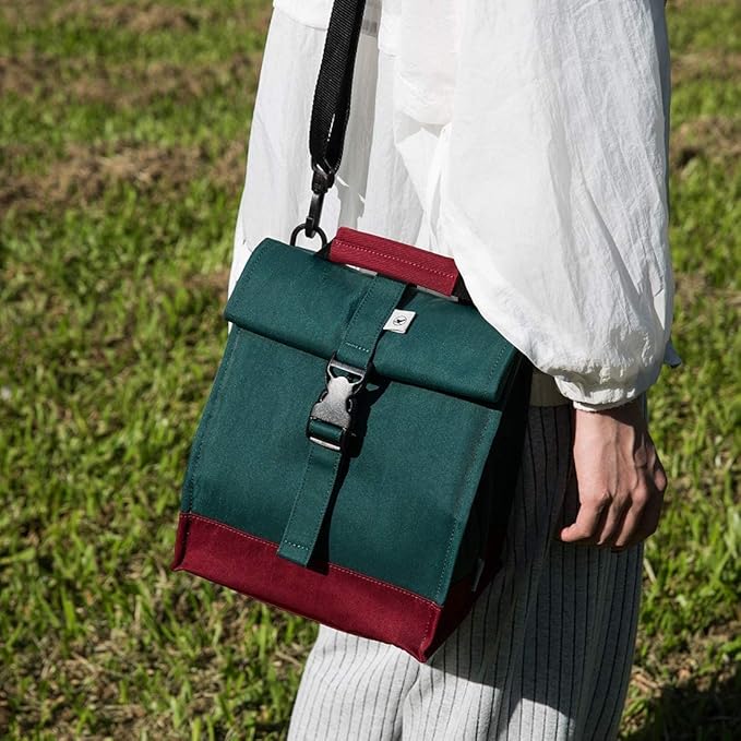 SUNNY BIRD Insulated Lunch Bag Rolltop Lunch Box Tote Lunchbox Bag for Women, Men, Adults and Teens (Green)