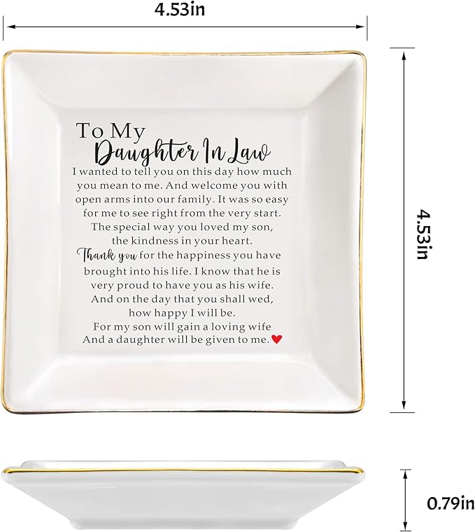 to My Daughter in Law Gift from Mother in Law Ceramic Jewelry Tray Dish, Wedding Gift for future Daughter-In-Law Gift