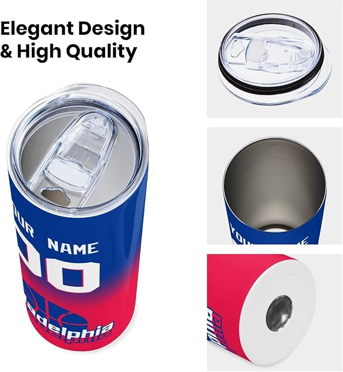 Custom Tumblers Stainless Steel Cup Personalized Basketball Insulation Travel Mug Add Your Name Number 20 oz Fans Gift for Men Women