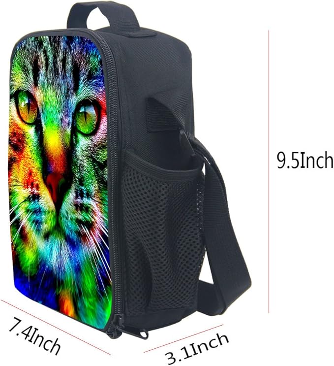 CAIWEI Animal Dinosaur Cat Shark Husky and Dolphin Insulated Lunch Box Cooler Bag (Cat 1)