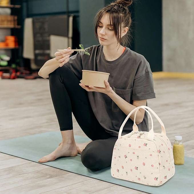 BTOOP Lunch Box for Women Men Cute Corduroy Lunch Bags Large Capacity Insulated Lunch Tote Bag For Work Travel Or Picnic