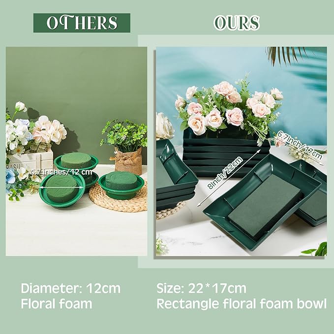 Sabary 18 Pack Large Size 8.5 x 6.7 Inch Floral Foam Bowl Floral Arrangements Supplies Foam in Bowls Flower Bowl with Blocks Kits for Table Party Wedding Festival Flower Holiday Decorating