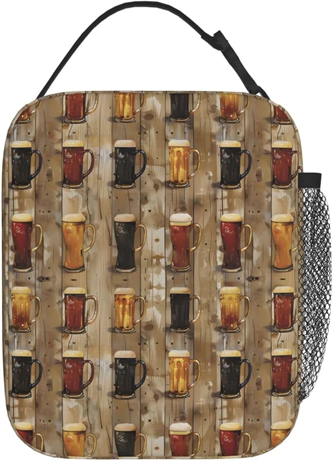 Beer Mugs Lunch Box for Women Men, Insulated Lunch Box, Reusable Lunch Bag for Office, Work, Picnic, Travel