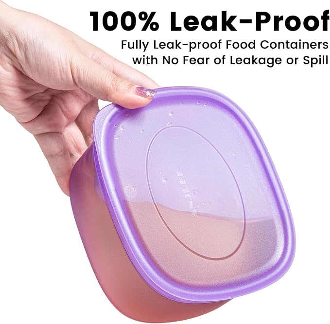 7-Piece Meal Prep Containers — 3.75-Cup Reusable Airtight Plastic Food Storage Containers with Lids, BPA-Free, Microwave/Freezer/Fridge Safe, Stackable Lunch & Leftovers Organizer(900ml)