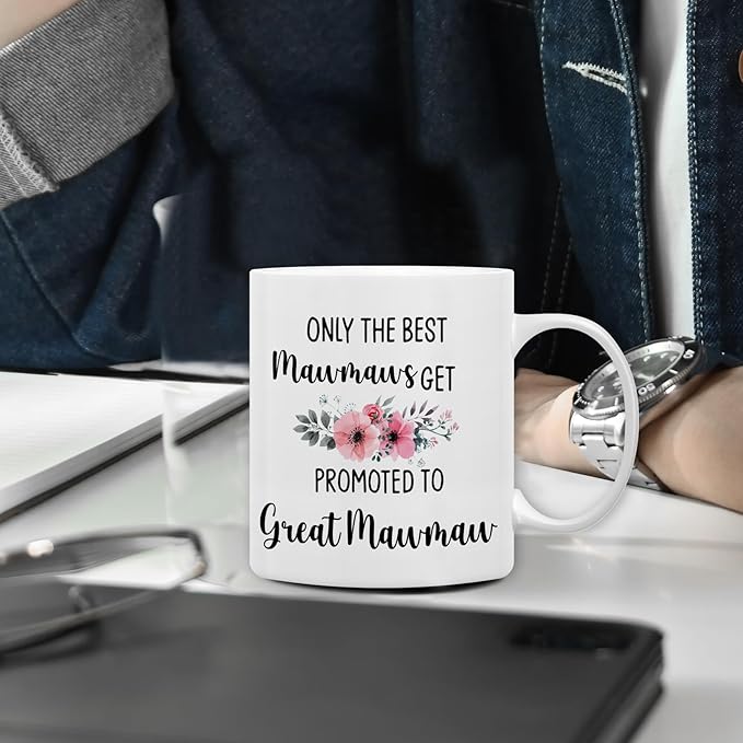 QASHWEY Great Mawmaw Gifts Mug, Great Grandma Gifts, Great Mawmaw to Be Gift Coffee Mug, Pregnancy Announcement Gift for Mawmaws New Great Grandma, Promoted to GreatMawmaw CoffeeCup Ceramic 11oz