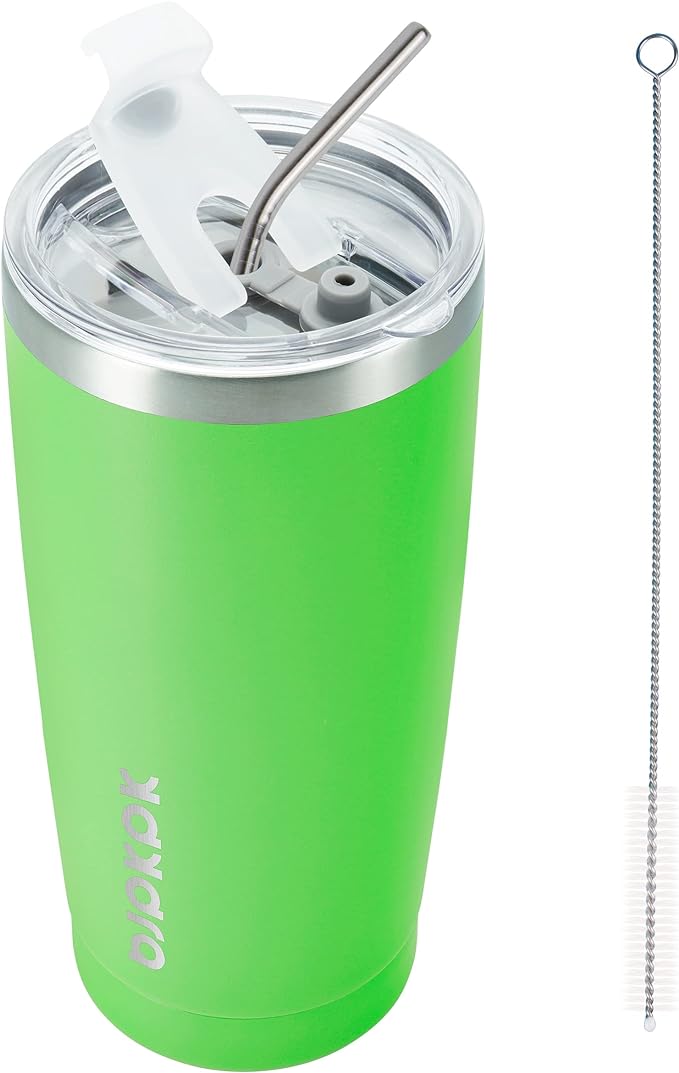 BJPKPK 20oz Tumbler with Lid and Straw Stainless Steel Tumbler Cup Vacuum Insulated Double Wall Travel Coffee Mug,Green