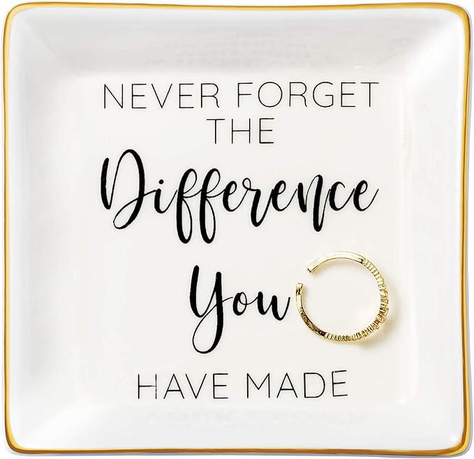 Thank You Gift for Women, Coworker Friends Teacher Retirement Gifts for Coworker Women Inspirational Ceramic Trinket Tray Gift for Colleague Leaving Job