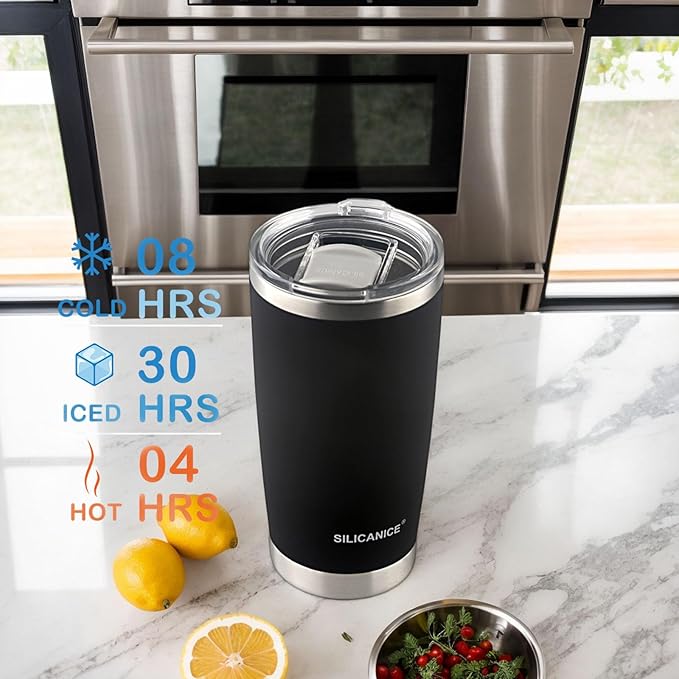 Black Velvet Touch 20oz Tea Tumbler with Lid - Spill Proof,Dishwasher Safe,Durable Thermal Insulated Cup for Hot & Iced Coffee,Portable Coffee Mug,Wine,Cola,Drinkware Small Bottle