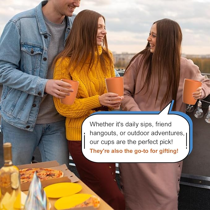 Homienly Plastic Cups Reusable Wheat Straw Cups 8 PCS a Good Alternative Plastic Water Glasses Unbreakable Drinking Cup Reusable Dishwasher Safe Microwave Safe Cups with Orange Color (12 OZ)