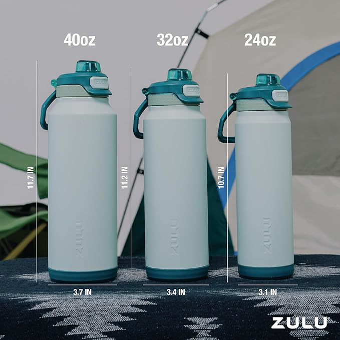 ZULU Powerfill Pro 32oz Stainless Steel Water Bottle with Quick Fill Lid, Triple Walled Vacuum Insulated Metal, Leak Proof Locking Lid, Sip and Chug, Reusable BPA Free, Evergreen