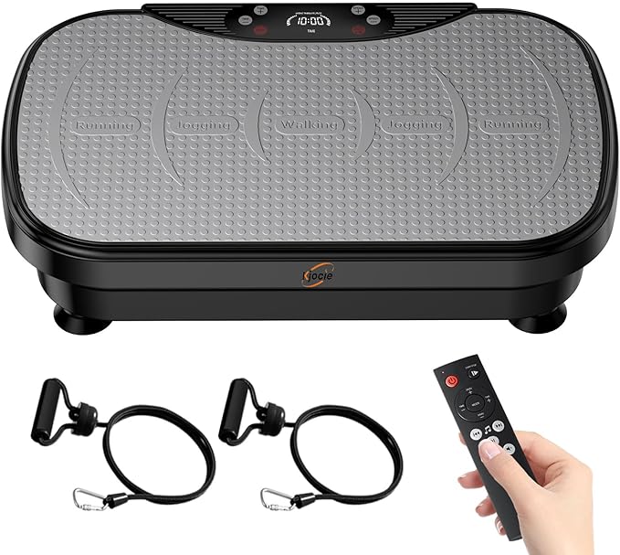 Vibration Plate Exercise Machine, Full Body Shaker Workout Vibration Plate for Lymphatic Drainage Weight Loss, Waver Vibrating Fitness Platform with Resistance Bands, Low Noise Home Fitness for Adults